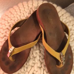 Vionic sandals. Yellow with gold metal buckle